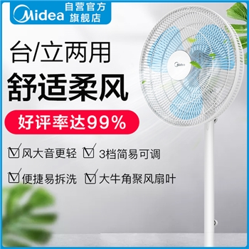 美的（Midea）三叶大风量家用静音电风扇台立两用落地静音扇易拆洗风扇 SAB40A