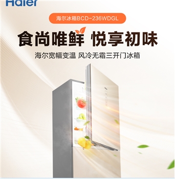 海尔/Haier BCD-236WDGL 海尔冰箱 风冷三门 DEO净味 全温区变温